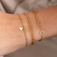 Kinder armband | Tilted heart | Goud