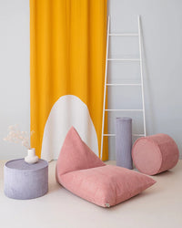 Ronde ribstof poef | Ø 39.5 cm | Pink mousse