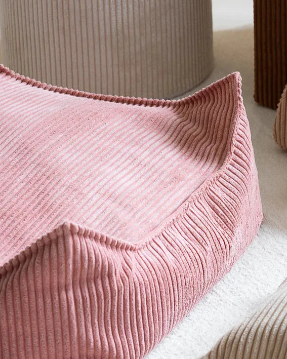 Ribstof poef | 60 x 60 cm | Pink mousse