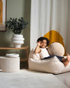 Ronde ribstof poef | Ø 39.5 cm | Marshmallow