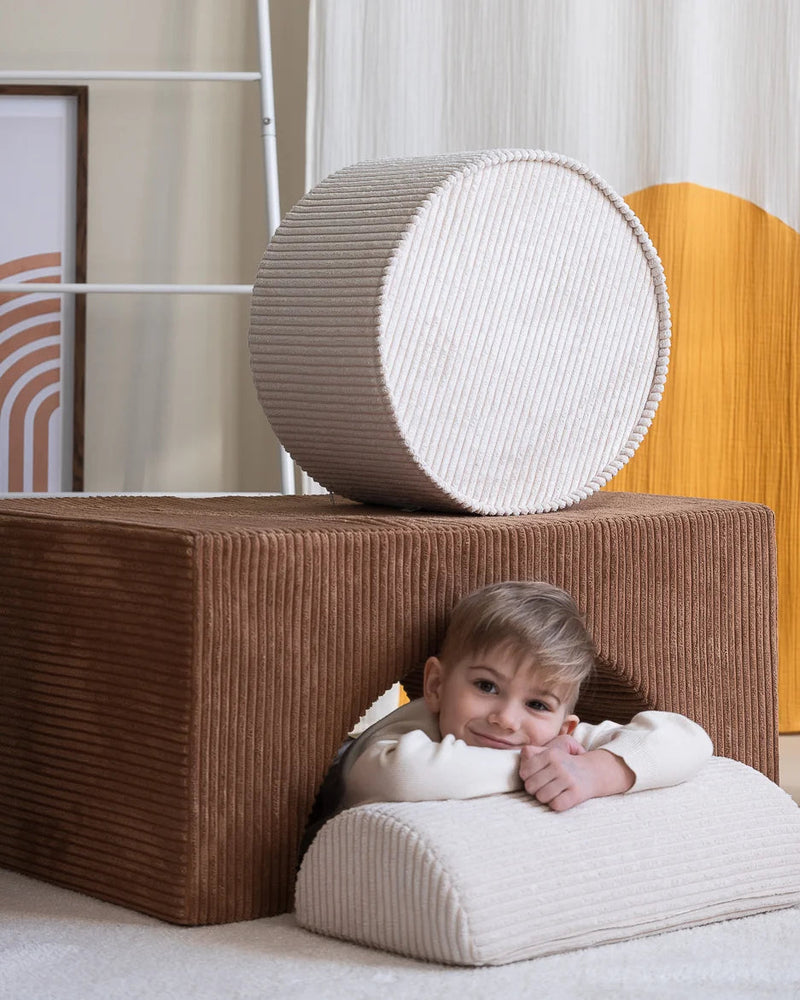 Ronde ribstof poef | Ø 39.5 cm | Marshmallow