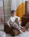 Ronde ribstof poef | Ø 39.5 cm | Toffee