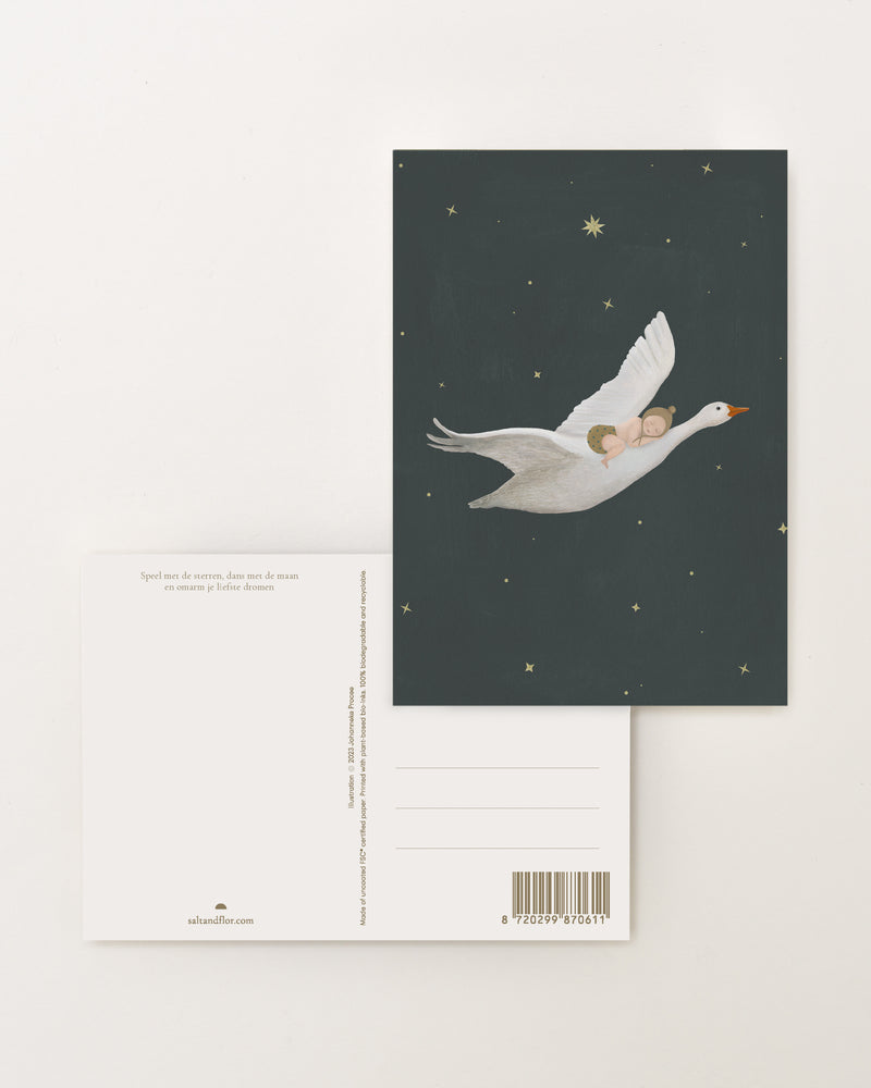 Enkele kaart | Gans met baby | Donker