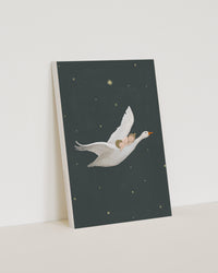 Enkele kaart | Gans met baby | Donker