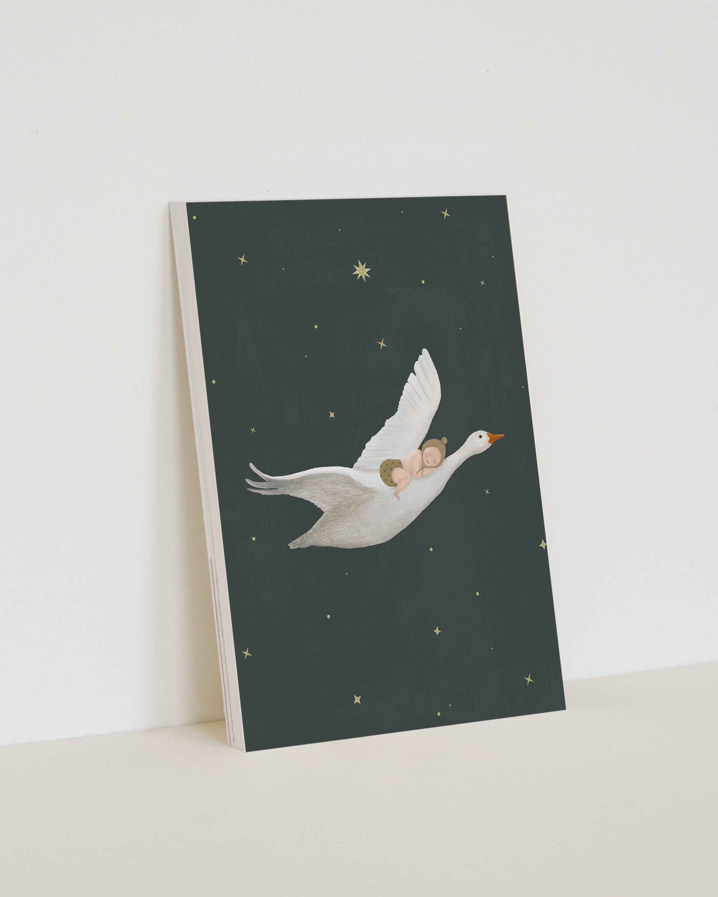 Enkele kaart | Gans met baby | Donker