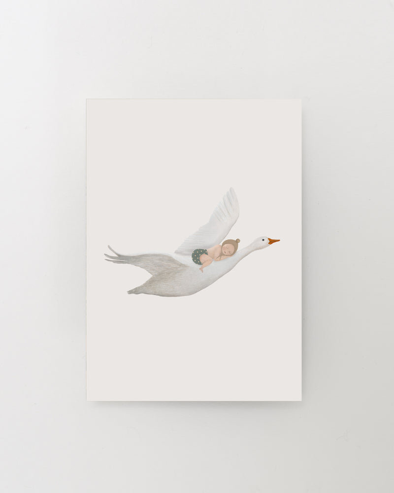 Enkele kaart | Gans met baby | Licht