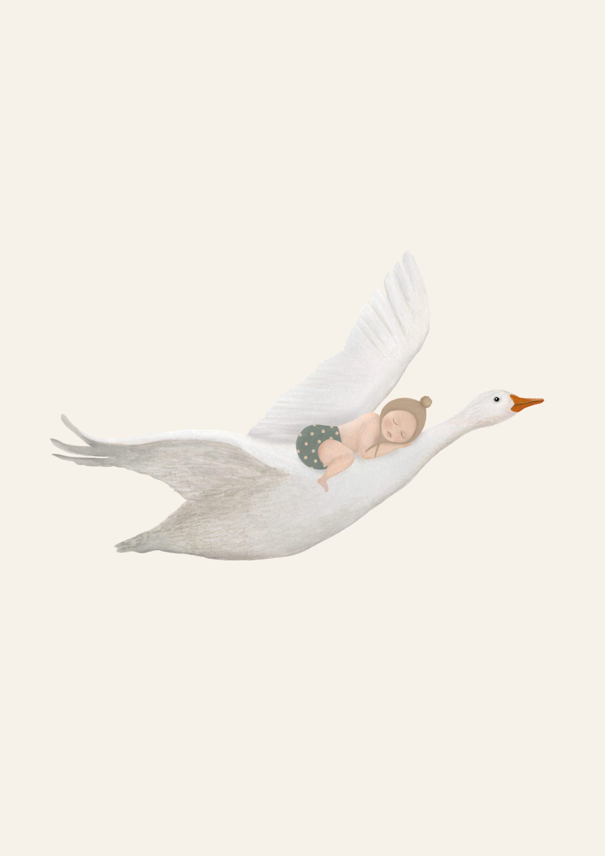 Enkele kaart met envelop | Gans met baby