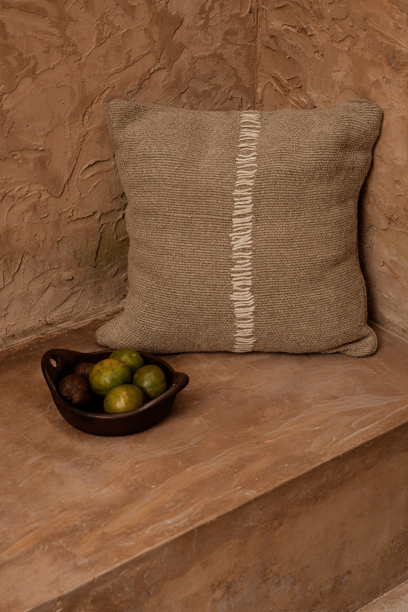 Kussenhoes | Linnen stitch | Naturel & wit