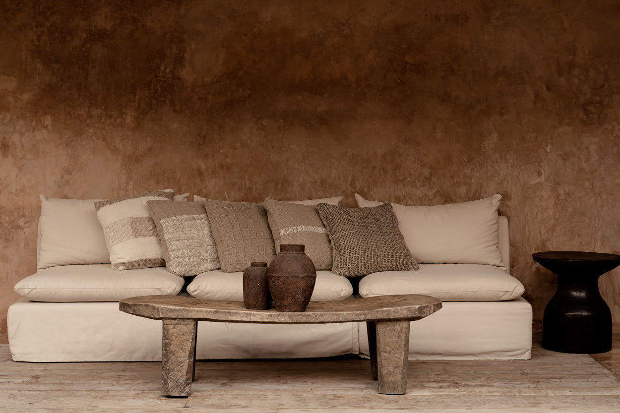 Kussenhoes | Linnen stitch | Naturel & wit