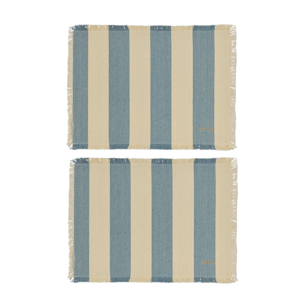 Placemat Toppu | Blauw & gebroken wit | Set van 2