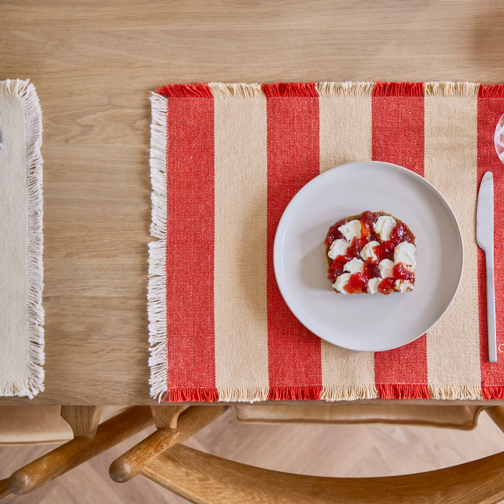Placemat Toppu | Rood & gebroken wit | Set van 2
