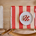 Placemat Toppu | Rood & gebroken wit | Set van 2