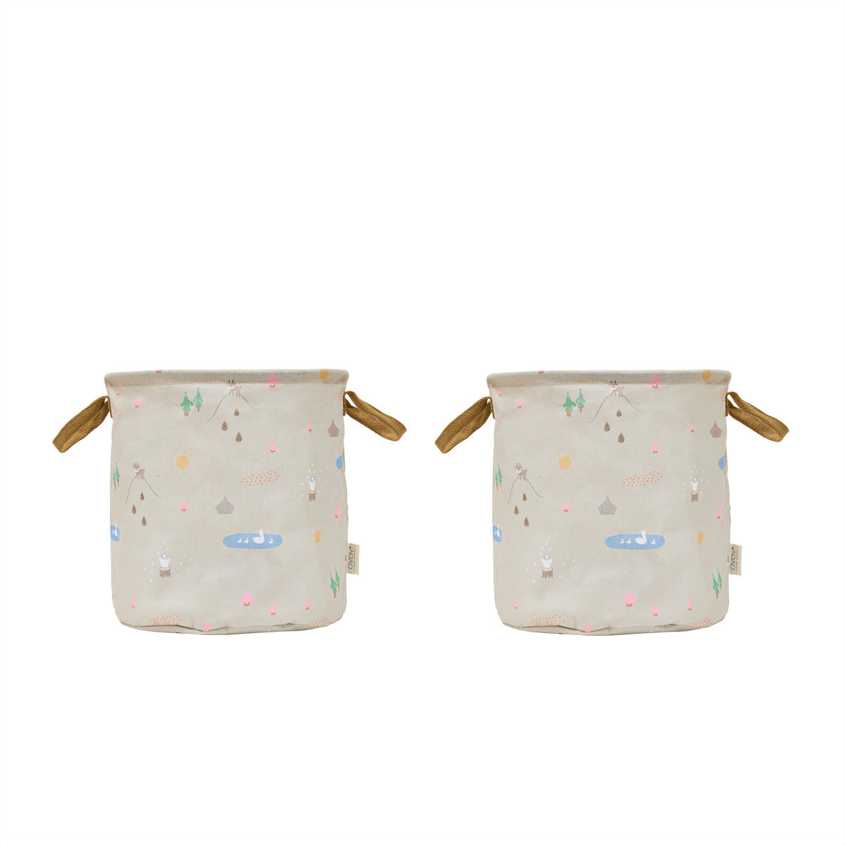 Opbergmand | Deer & duck | Ø 32 x 32 cm | Set van 2