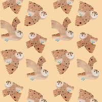 Behang owl | 100 x 320 cm | Cream | Aniek Bartels