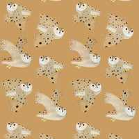 Behang owl | 100 x 320 cm | Dusty yellow | Aniek Bartels