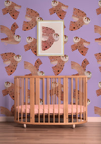 Behang owl | Lila | Aniek Bartels