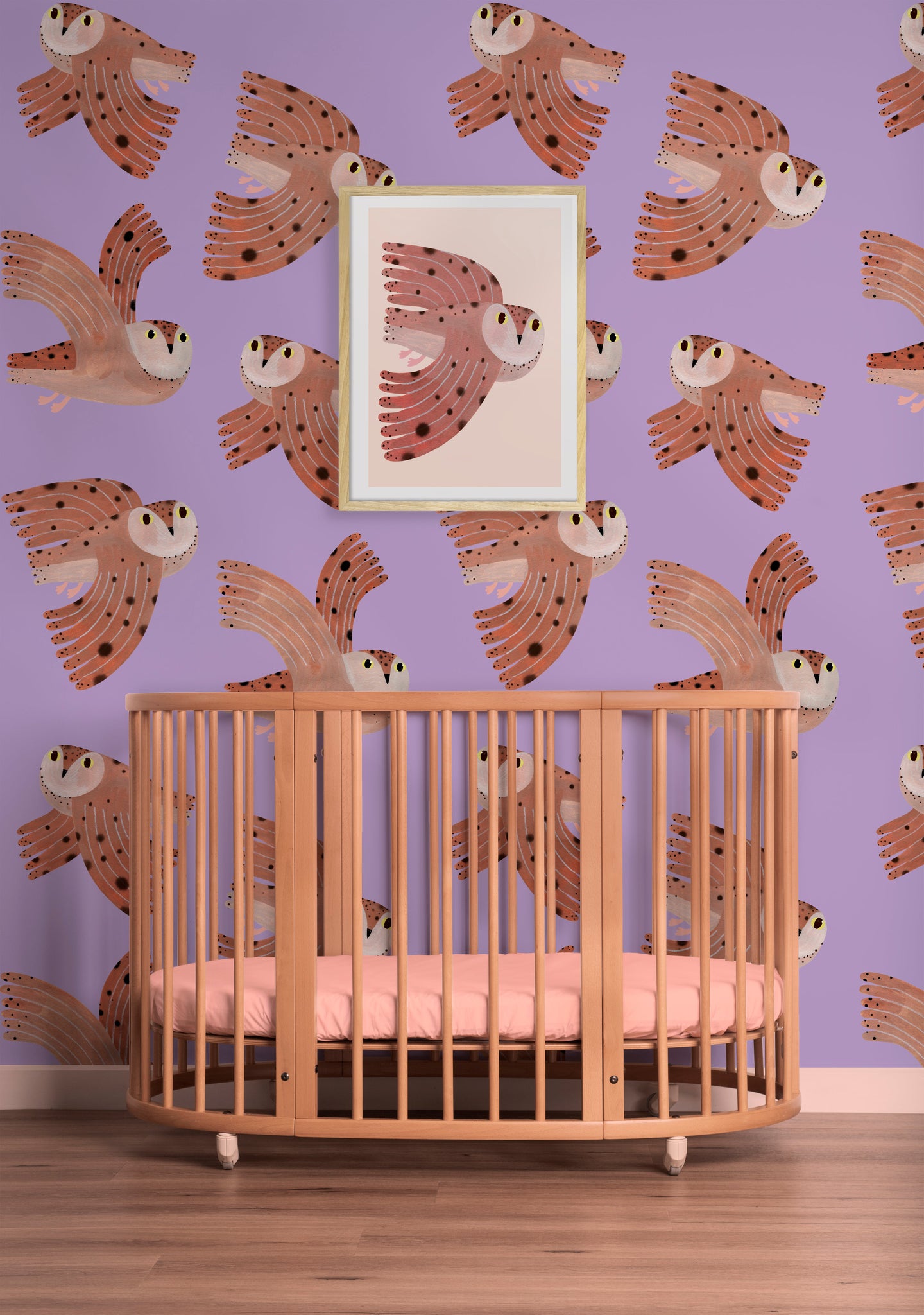 Behang owl | Lila | Aniek Bartels