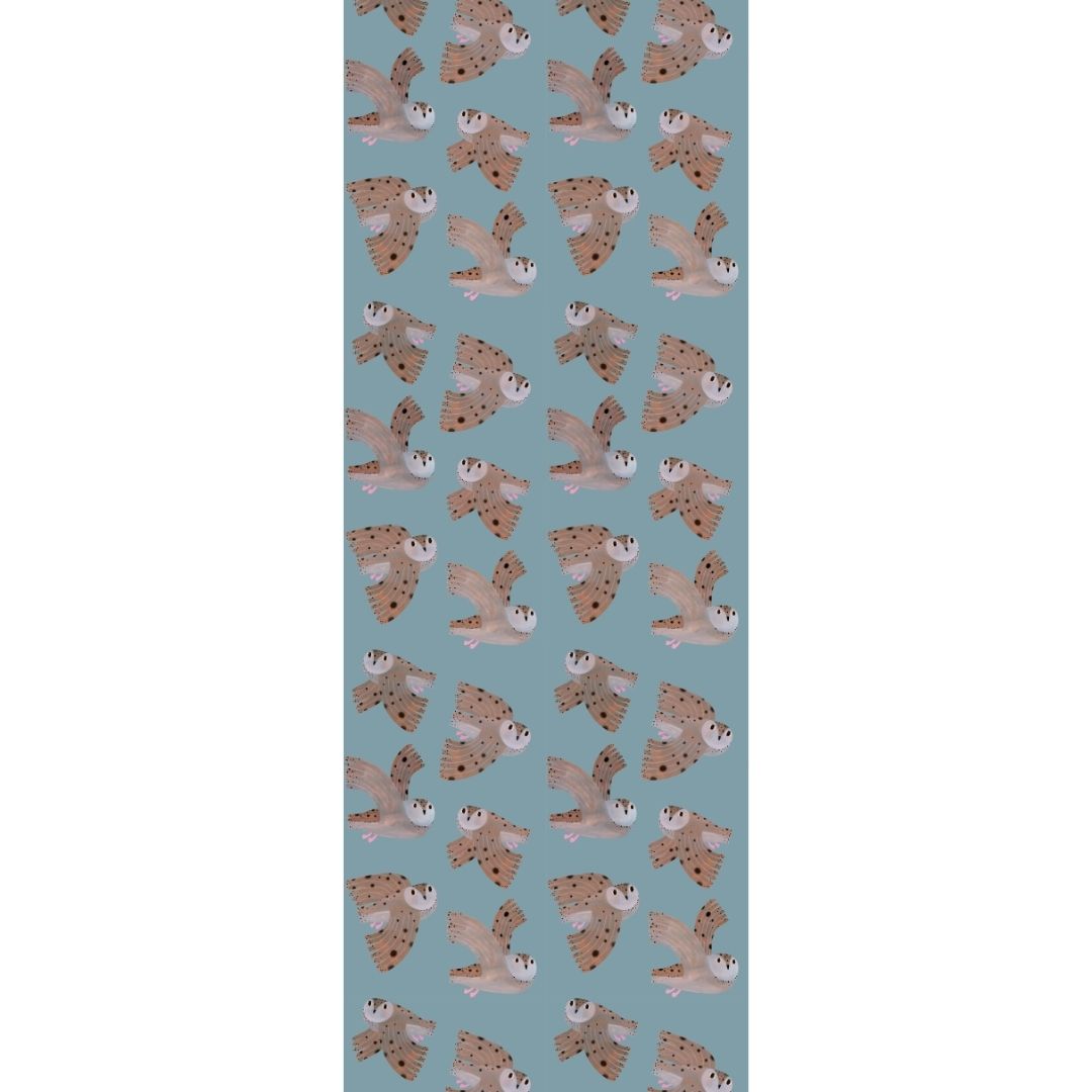 Behangstaal | Owl | Sky blue