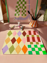 Behang | Square blocks | 100 x 320 cm | Green