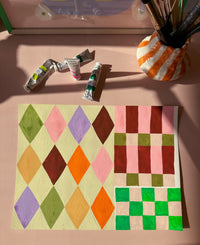 Behang | Square blocks | 100 x 320 cm | Green