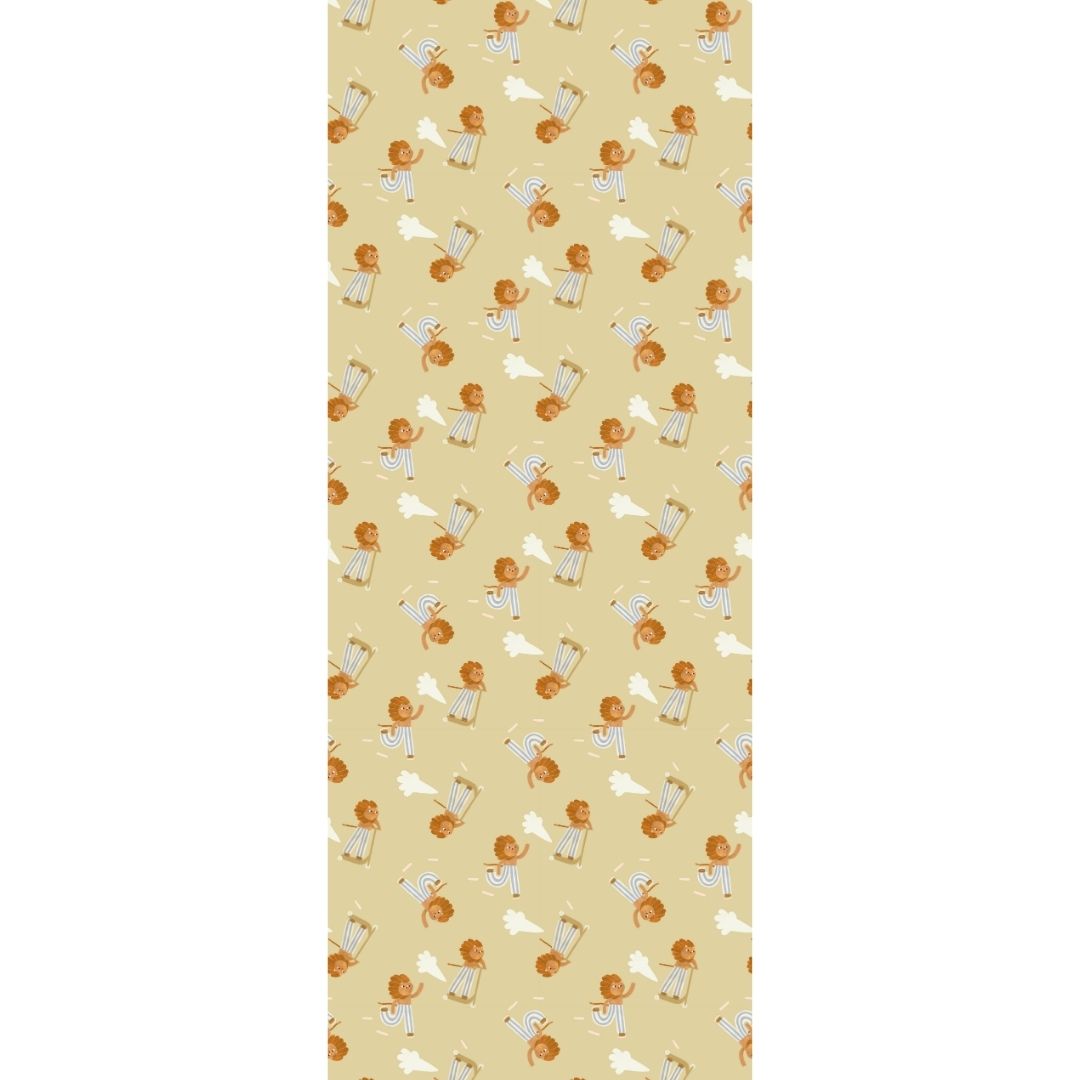 Behang | Skating lion | 100 x 270 cm | Soft green