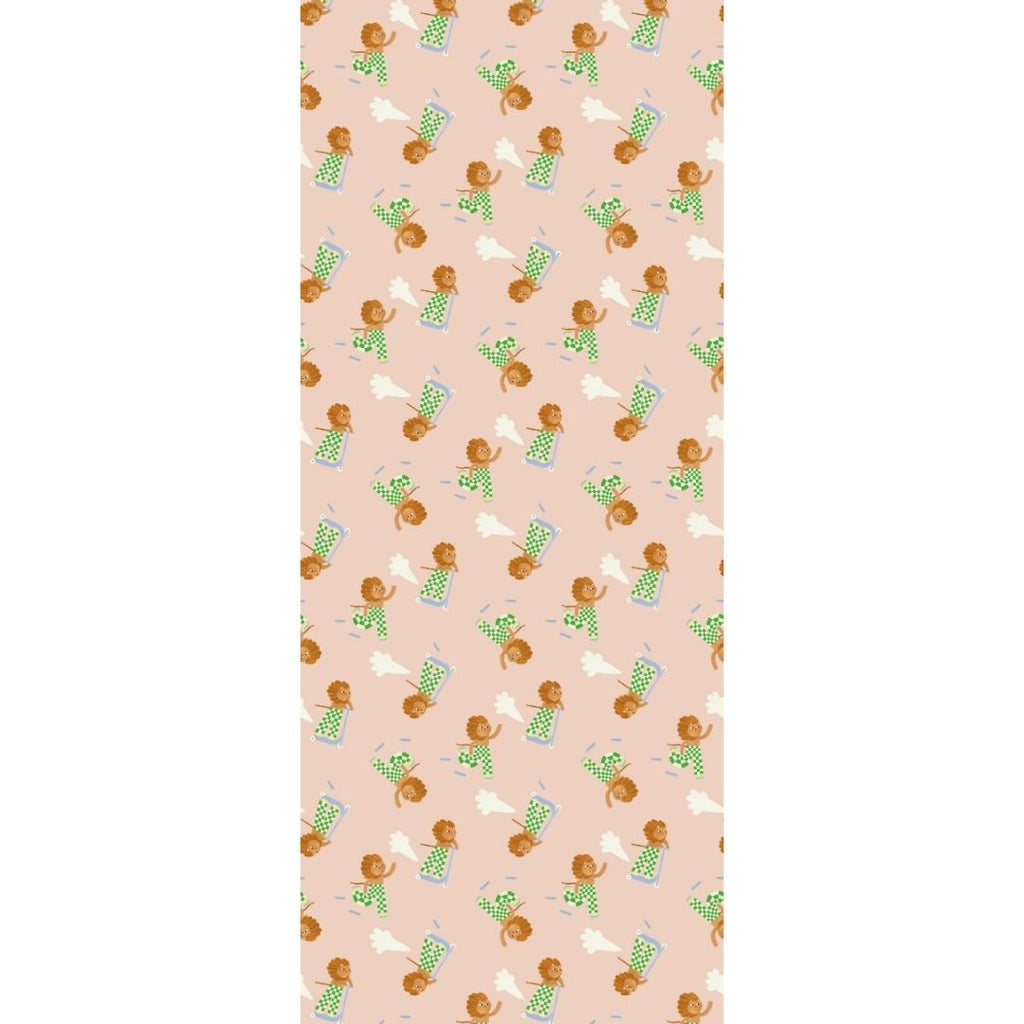 Behangstaal | Skating lion | Roze & groen