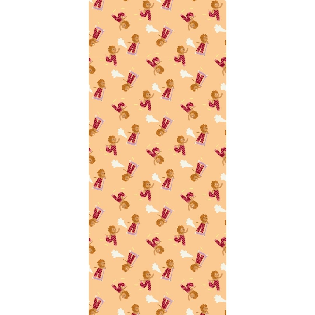 Behangstaal | Skating lion | Peach & pink