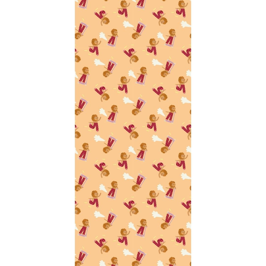 Behang | Skating lion | 100 x 320 cm | Peach & pink