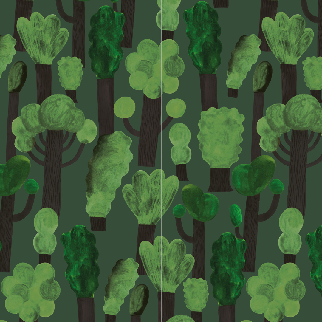 Behang | Trees | 100 x 320 cm | Dark green