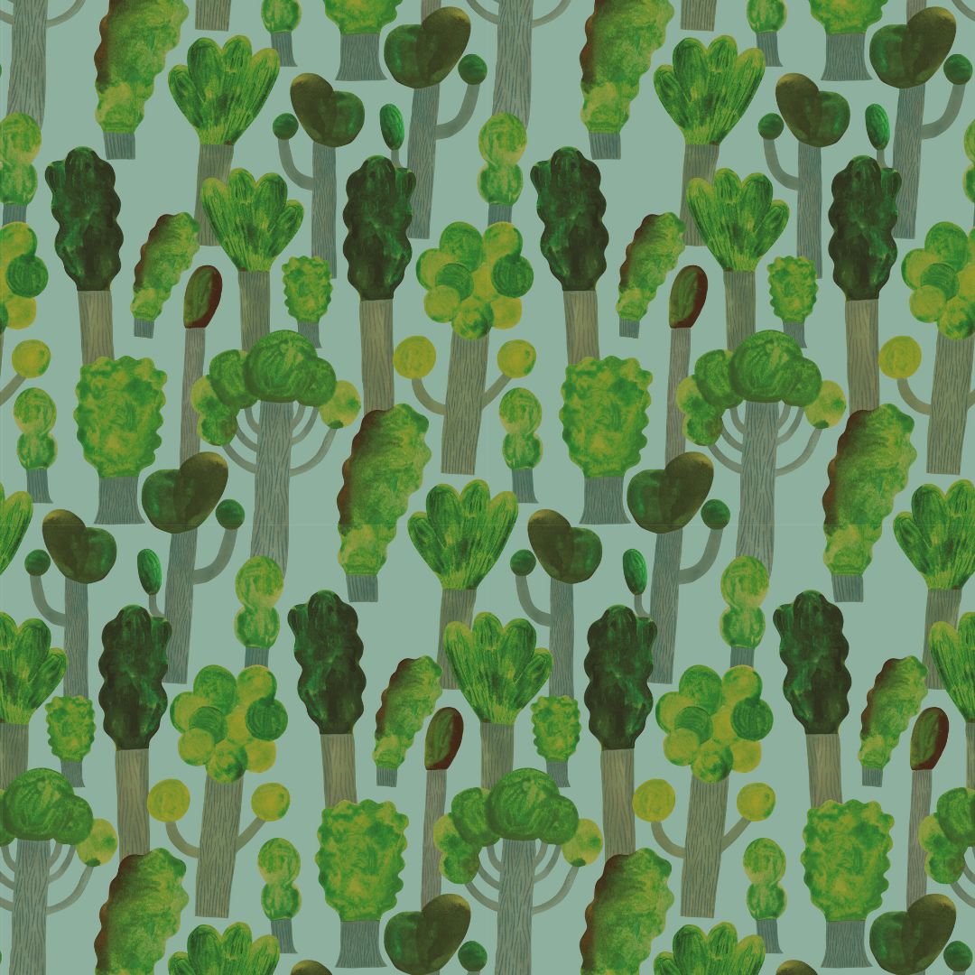 Behang | Trees | 100 x 270 cm | Sky blue