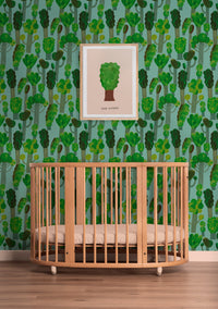 Behang | Trees | 100 x 270 cm | Sky blue