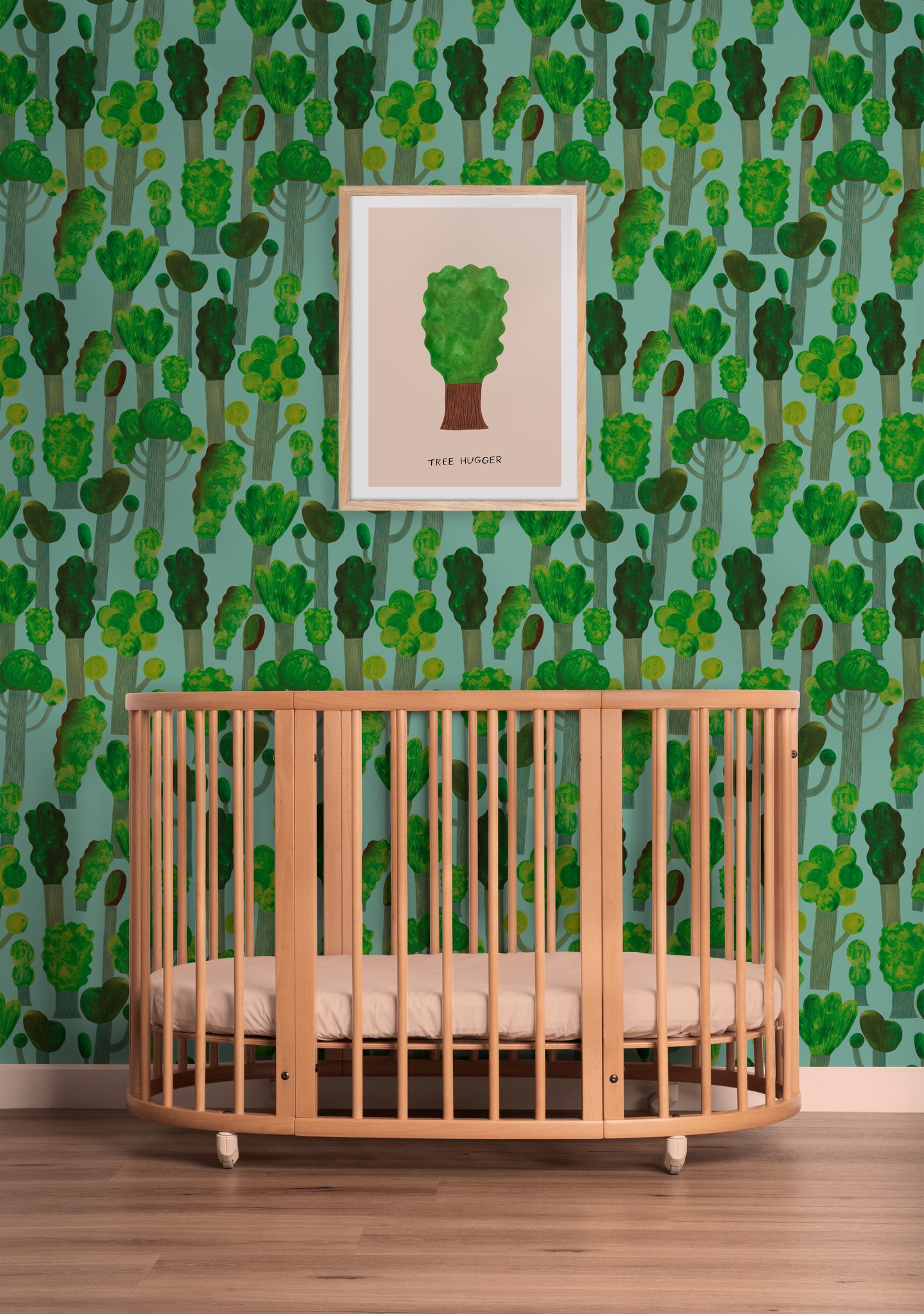 Behang | Trees | 100 x 270 cm | Sky blue