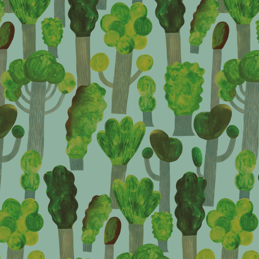 Behang | Trees | 100 x 270 cm | Sky blue