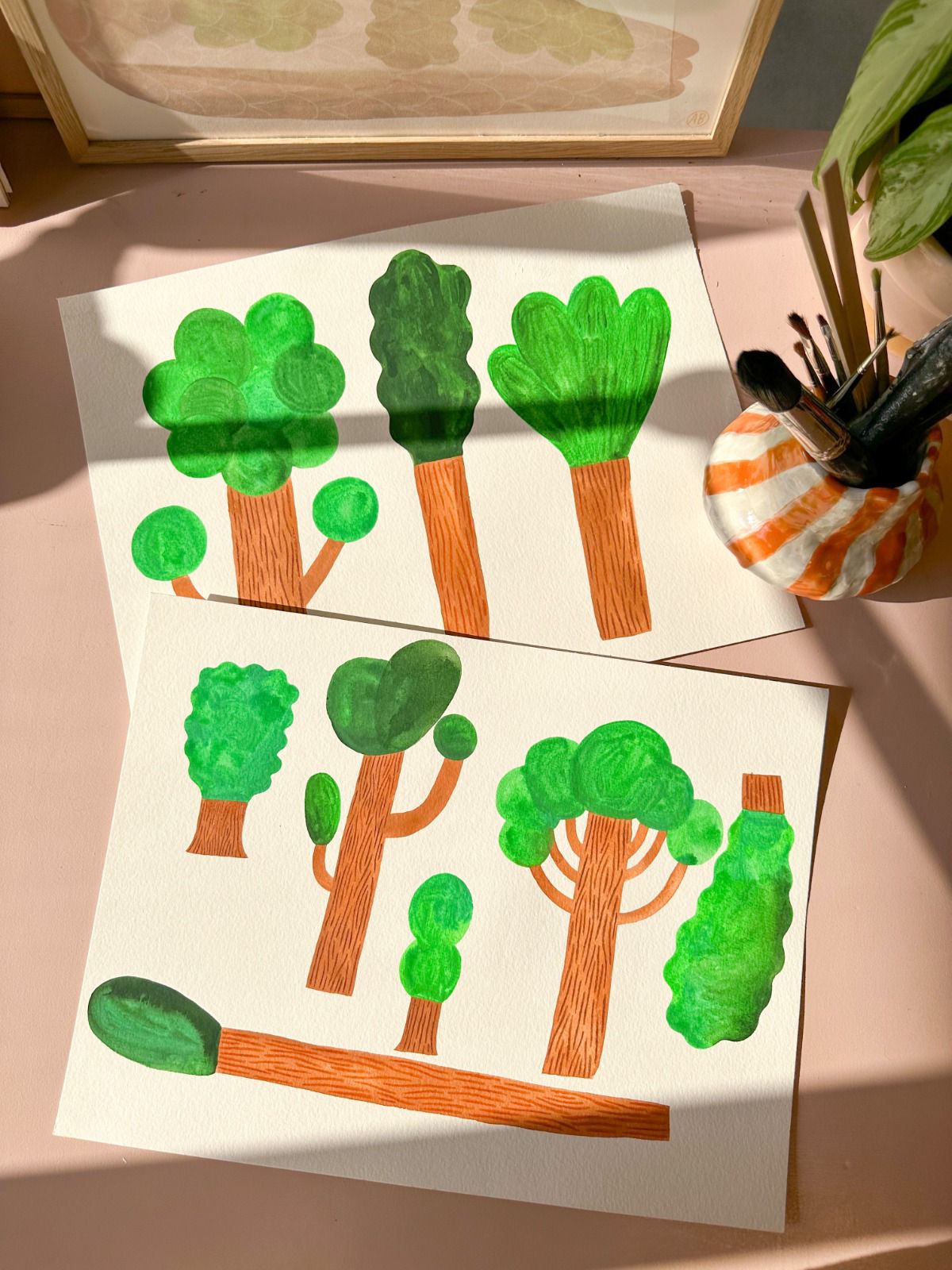 Behang | Trees | 100 x 270 cm | Sky blue