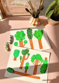 Behang | Trees | 100 x 270 cm | Sky blue