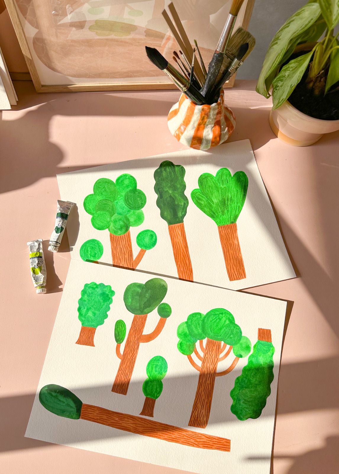 Behang | Trees | 100 x 270 cm | Sky blue
