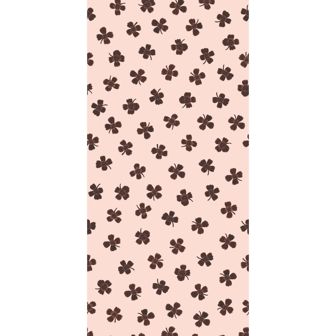 Behang lucky clover | 100 x 320 cm | Roze & bruin | Joëlle Wehkamp
