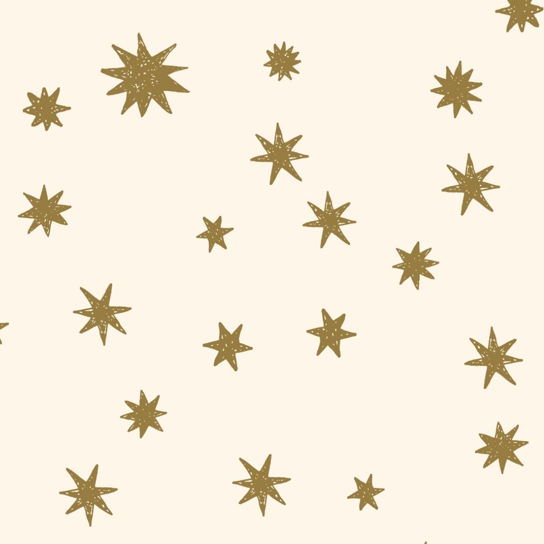 Behang sterrennacht | Crème & khaki | 100 x 320 cm | Joëlle Wehkamp