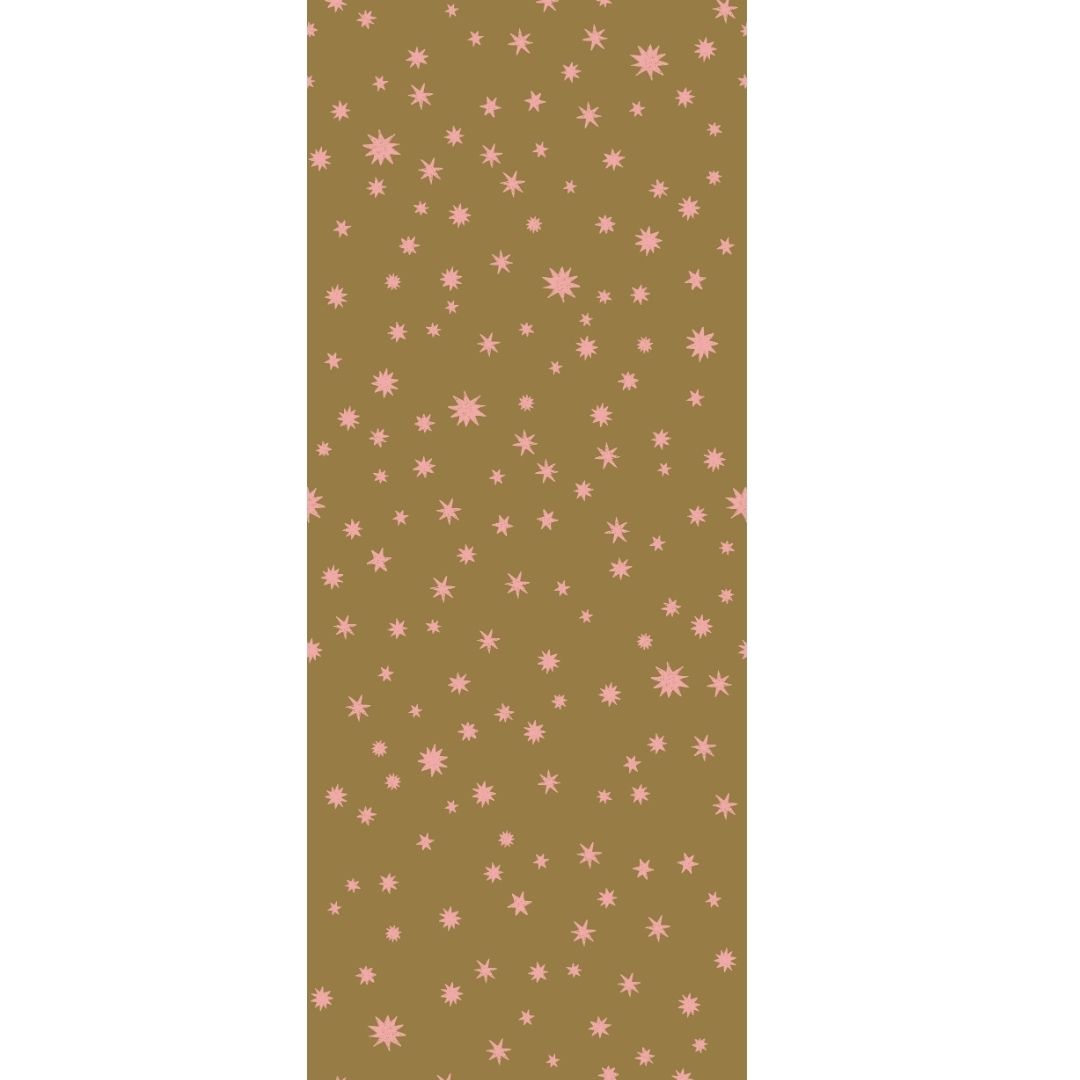 Behang sterrennacht | 100 x 320 cm | Khaki | Joëlle Wehkamp