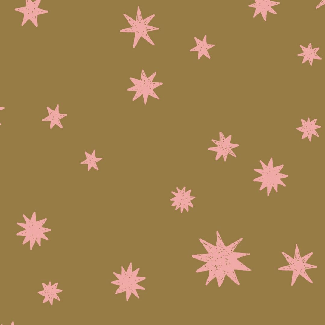 Behang sterrennacht | 100 x 320 cm | Khaki | Joëlle Wehkamp