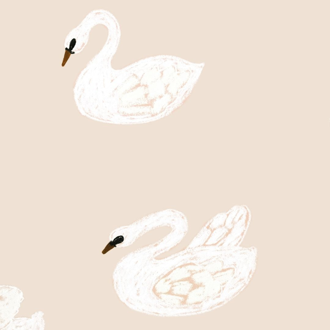 Behang zwanen | 100 x 270 cm | Beige | Joëlle Wehkamp