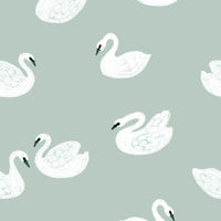 Behangstaal zwanen | Lake blue | Joëlle Wehkamp