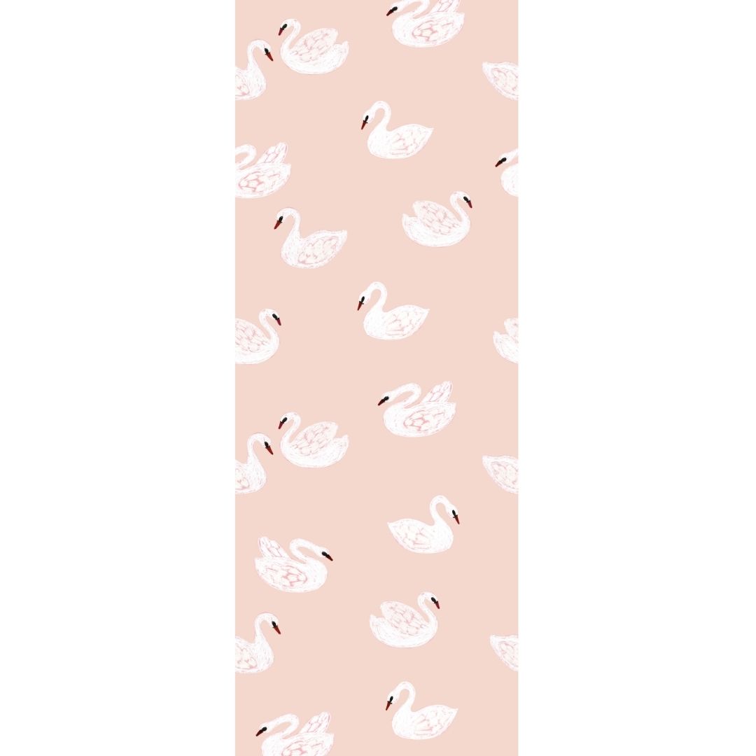 Behang zwanen | 100 x 320 cm | Lichtroze | Joëlle Wehkamp