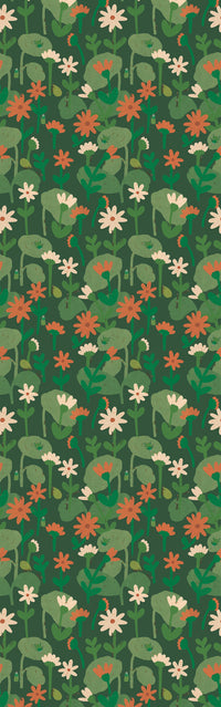 Behang | Blooming daisies | 100 x 270 cm | Forest green