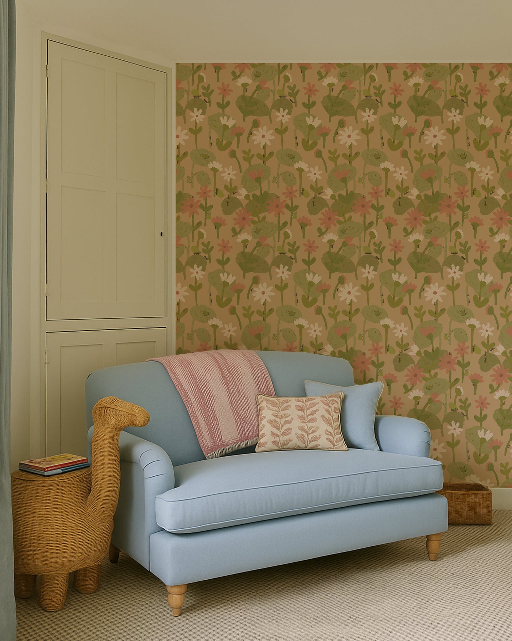 Behangstaal | Blooming daisies | Warm beige