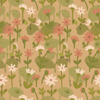 Behang | Blooming daisies | 100 x 270 cm | Warm beige