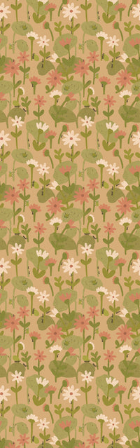 Behang | Blooming daisies | 100 x 320 cm | Warm beige