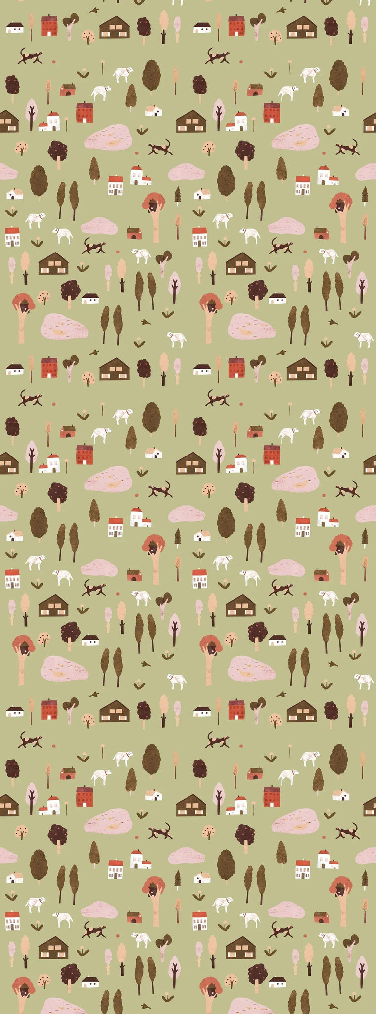 Behang | Village | 100 x 270 cm | Olive