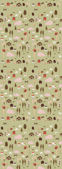 Behang | Village | 100 x 270 cm | Olive
