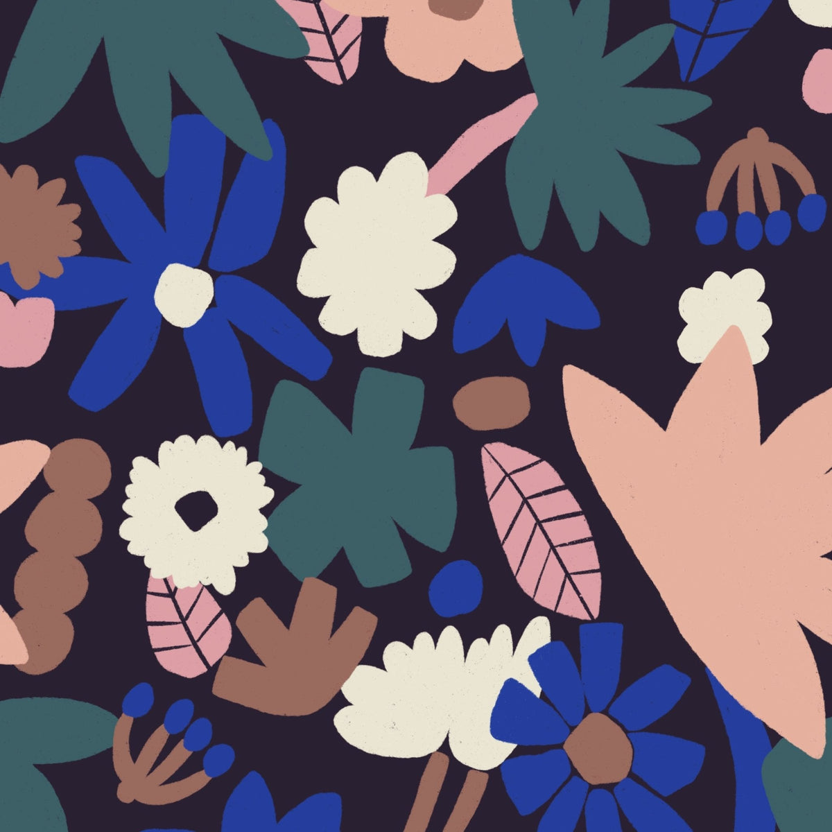 Behang | Flowerplay | 100 x 320 cm | Dark